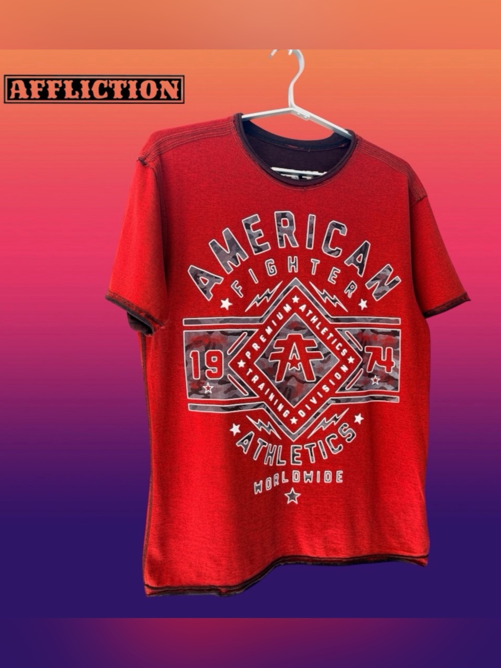 Affliction American Fighter Men’s Reversible Thick Cotton T-Shirt Size Large